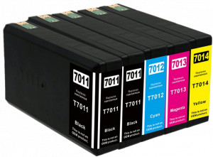 5x Tusz Do Epson T7011-7014 70/36ml CMYK